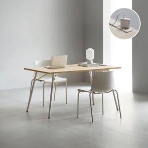 데스커 4인 6인 테이블 콘센트형 (M02의자 세트) 1400mm, 메이플+화이트