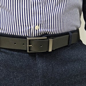 B247BT 남자 소가죽 양면 정장 벨트 회전형 허리띠