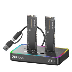 M.2 NVMe SSD Gen2x2 20G 고속 듀얼 도킹스테이션 8TB 인클로저 외장케이스 클론 복사 SD07C