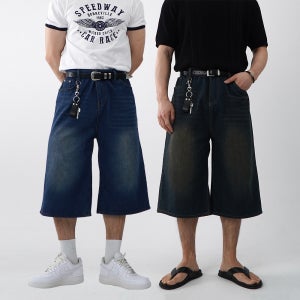 1+1 키링 남자7부청바지 버뮤다청반바지 남자데님버뮤다팬츠