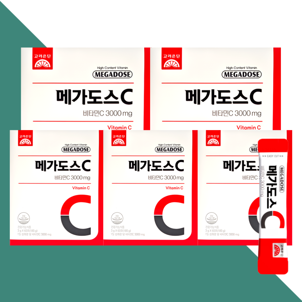 고려은단 메가도스C 3000 <b>비타민C</b> 분말 <b>비타민</b>씨 60포X5박스
