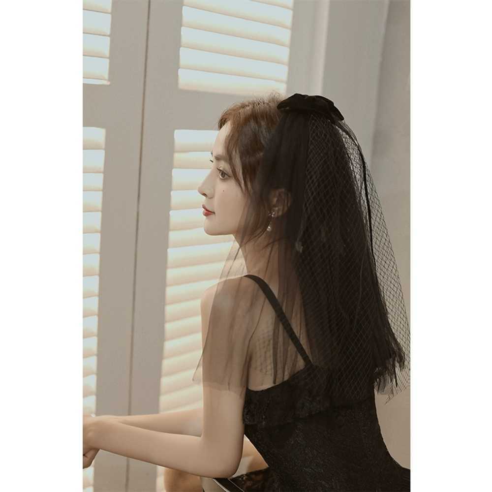 블랙 베일 여성용 숏 코스프레 의상 레이스 면사포 빗 할로윈 셀프