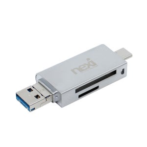 넥시 USB3.0 C타입 Micro 5핀 3in1 카드리더기 실버 NX886