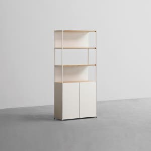 데스커 800폭 철제책장 수납형 800x1738x320mm, 5단, 메이플+화이트