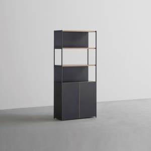 데스커 800폭 철제책장 수납형 800x1738x320mm, 5단, 빈티지블랙