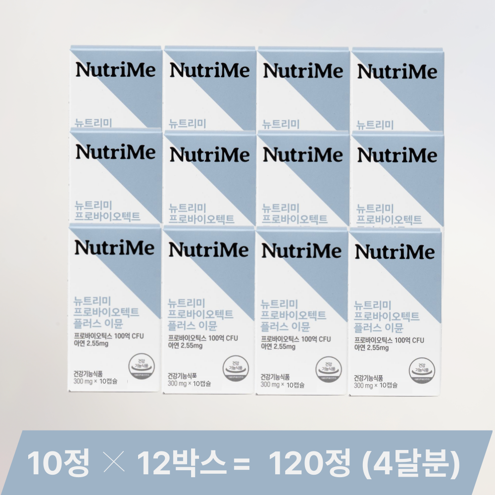 <b>뉴트</b>리미 프로바이오텍트 플러스 이뮨 600억 투입 100억 고함량 유산균 10캡슐, 12개