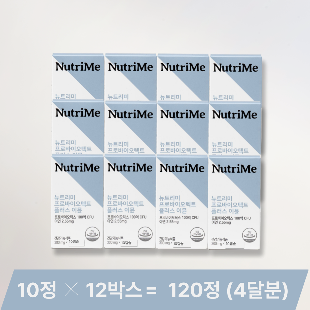<b>뉴트</b>리미 프로바이오텍트 플러스 이뮨 600억 투입 100억 고함량 유산균 10캡슐, 12개