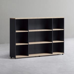 데스커 1600폭 목제책장 오픈형 1600X289X1058.5mm, 3단, 메이플+빈티지블랙