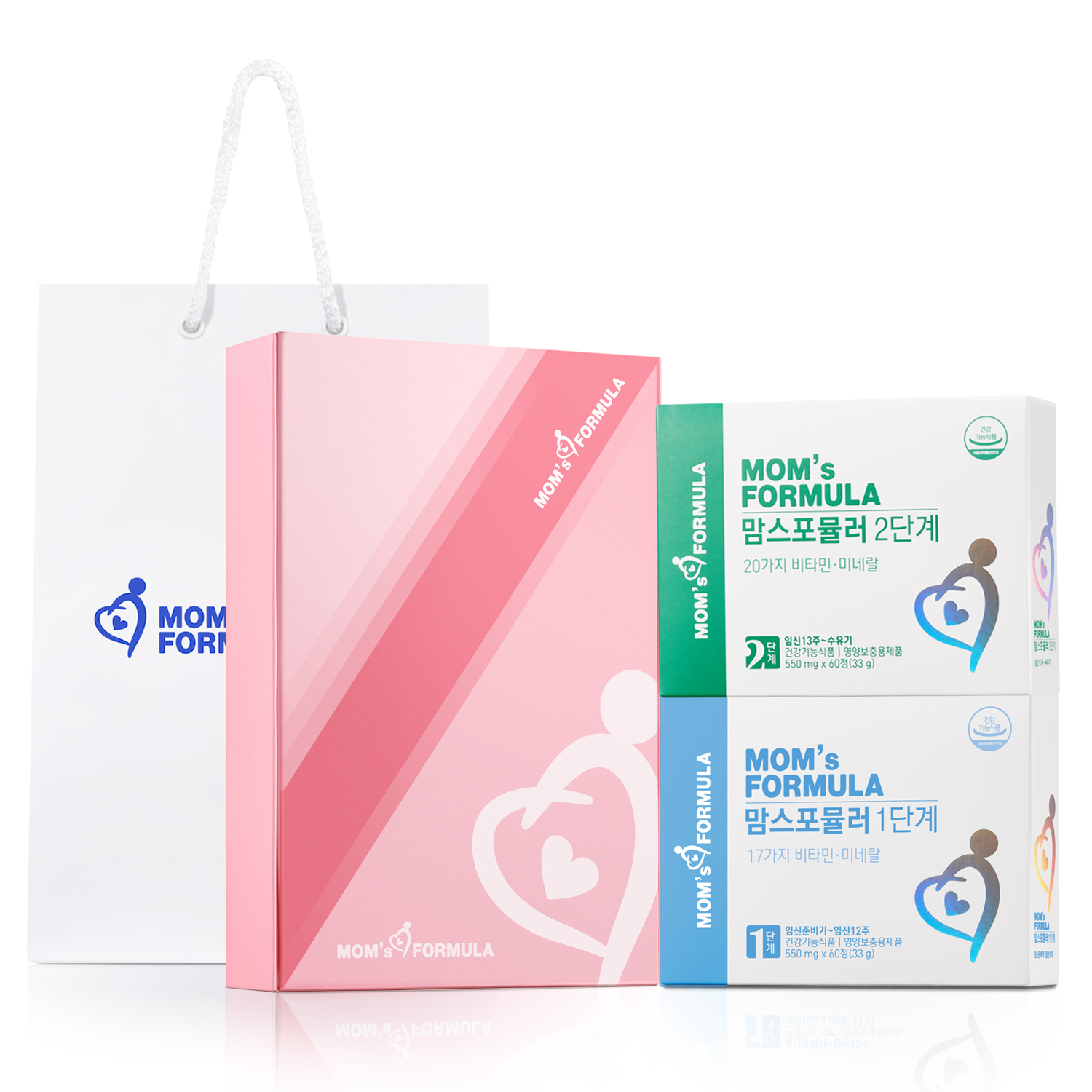 [임산부선물세트] <b>맘스포뮬러</b> 1단계 + 2단계 / 임산부 영양제 / 활성형 엽산 철분