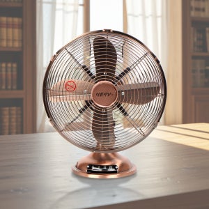 레트로 황동 메탈 선풍기 12인치 좌우회전 풍속조절형