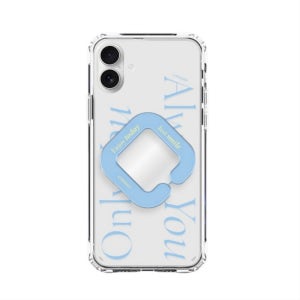 얇은 투명 레터링 미러 톡 케이스 MQB 페일블루, 아이폰16