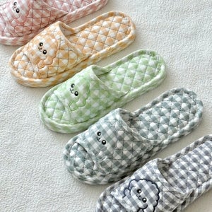 퍼피코지(Puppy Cozy) 강아지체크 3중쿠션 실내슬리퍼 면 코튼 층간소음방지 실내화