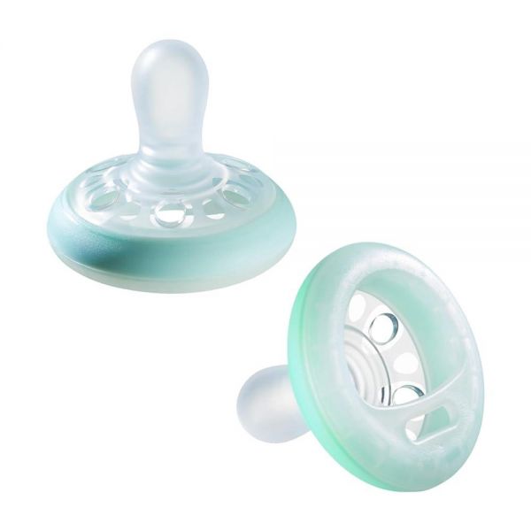 Tommee Tippee 같은 야간 젖꼭지 0-6개월 같은 배글렛 BPA <b>프리</b> 빙키 야광 기술 틸/블루 2개 팩 0-6 Month (2팩)