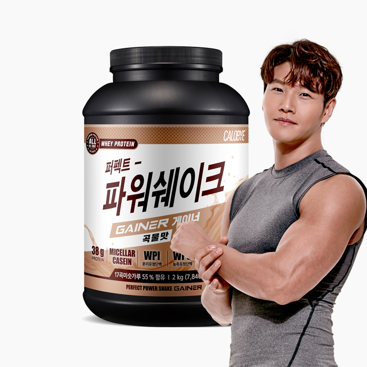 칼로바이 퍼펙트 파워 쉐이크 게이너 김종국 <b>프로틴</b> <b>단백질</b> 곡물맛, 2kg, 2개