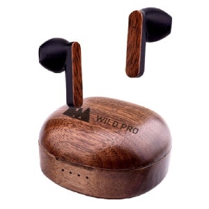 [신제품] 와일드프로 우디프로 천연나무 친환경 무선 블루투스 이어폰 ENC 노이즈캔슬링 한국어음성