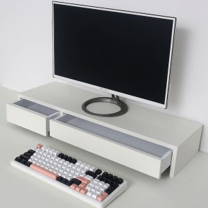 어반데코 모니터받침대 화이트800 서랍형듀얼모니터거치대