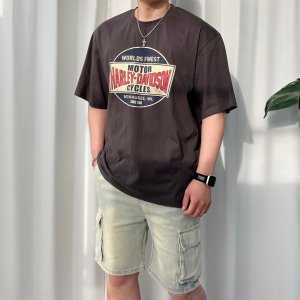 반타 RG 할리 로고 박스티 오버핏 프린팅 라운드 반팔티