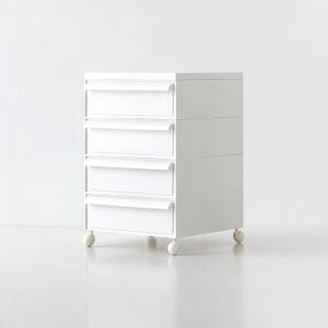 빙그리 이동식 수납장 4단 B형 화이트 4222.8070