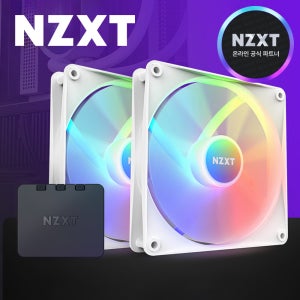 [국내정발] NZXT F140 RGB CORE 140mm 컴퓨터 쿨링팬 화이트 2팩+컨트롤러