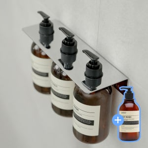 캐디디자인 스테인리스 304 공중부양 욕실 샴푸 디스펜서 홀더 스텐 샴푸걸이 3구 화장실