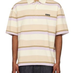 [메종 키츠네] 스트라이프 SS 오버사이즈 폴로 베이지 Striped SS Oversize Polo