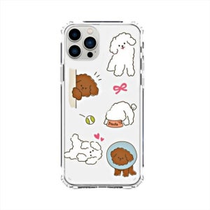 젤하드 범퍼 강아지 투명 케이스 GWD 푸들패턴, 아이폰16 프로 맥스