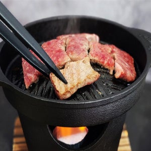 무쇠 주물 캠핑 1인 가정용 미니 화로 고기 바베큐 구이 고체연료 그릴팬
