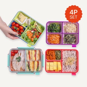 [코코라커] 캔디팟 4P 도시락통 세트 밀폐용기 반찬통 소분용기 (1~4칸 구성)