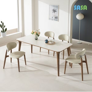 ★매장전용10%쿠폰★데코라인 워라벨 원목세라믹 6인식탁(의자4)