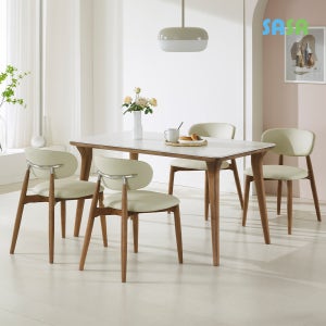 ★매장전용10%쿠폰★데코라인 워라벨 원목세라믹 4인식탁(의자4)