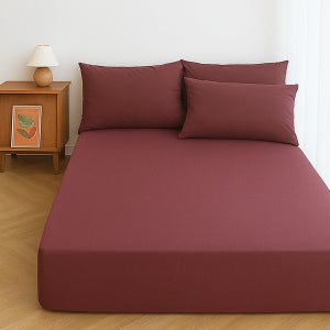 고밀도 워싱 순면 버건디 침대 매트리스커버