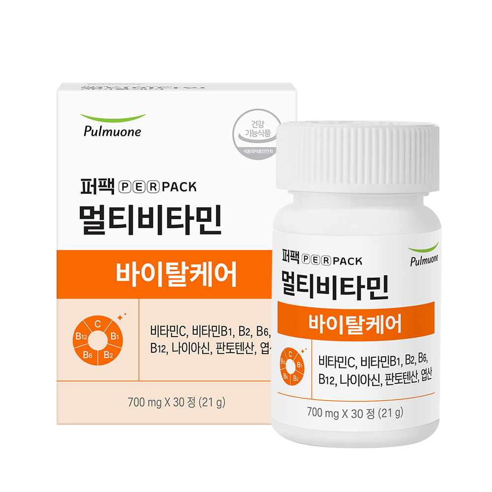 [포토리뷰3,000P] <b>풀무원</b> 퍼팩 멀티<b>비타민</b> 바이탈케어 - 엽산 함유 30정, 1개
