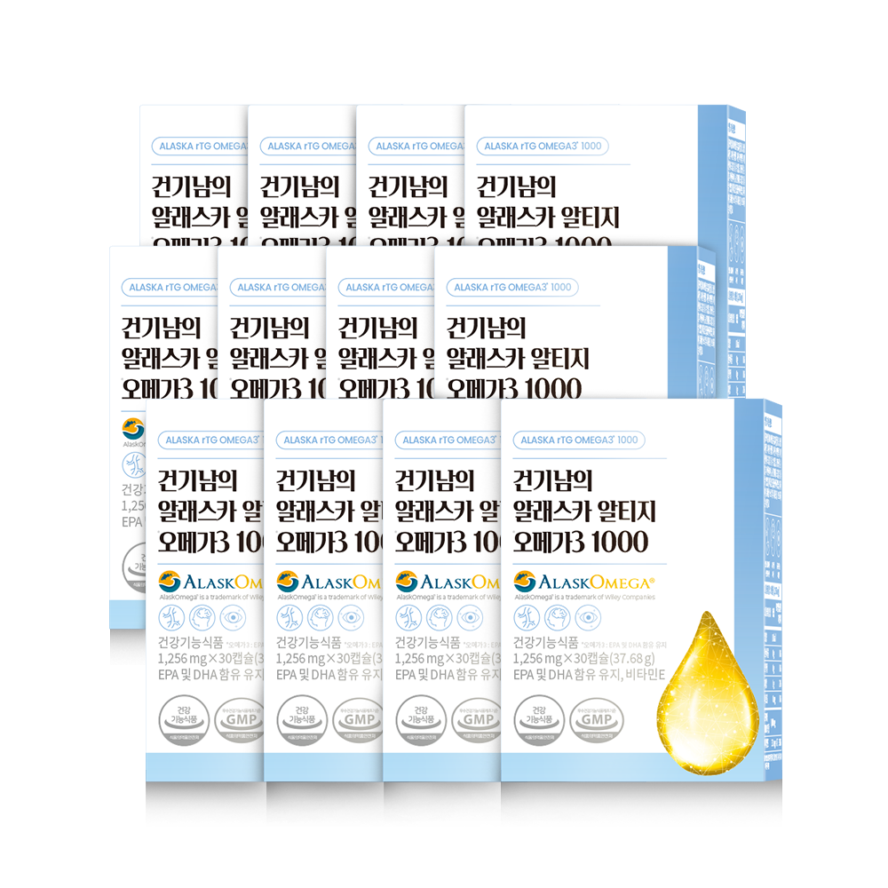 건기남의 알래스카 알티지 오메가3 1000 360캡슐 12개월 12박스 <b>EPA</b> 720mg DHA 280mg
