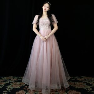인디핑크 퍼프소매 (S-6XL코르셋) 연주회 드레스 파티 2부 피로연 이브닝 콩쿨 시상식