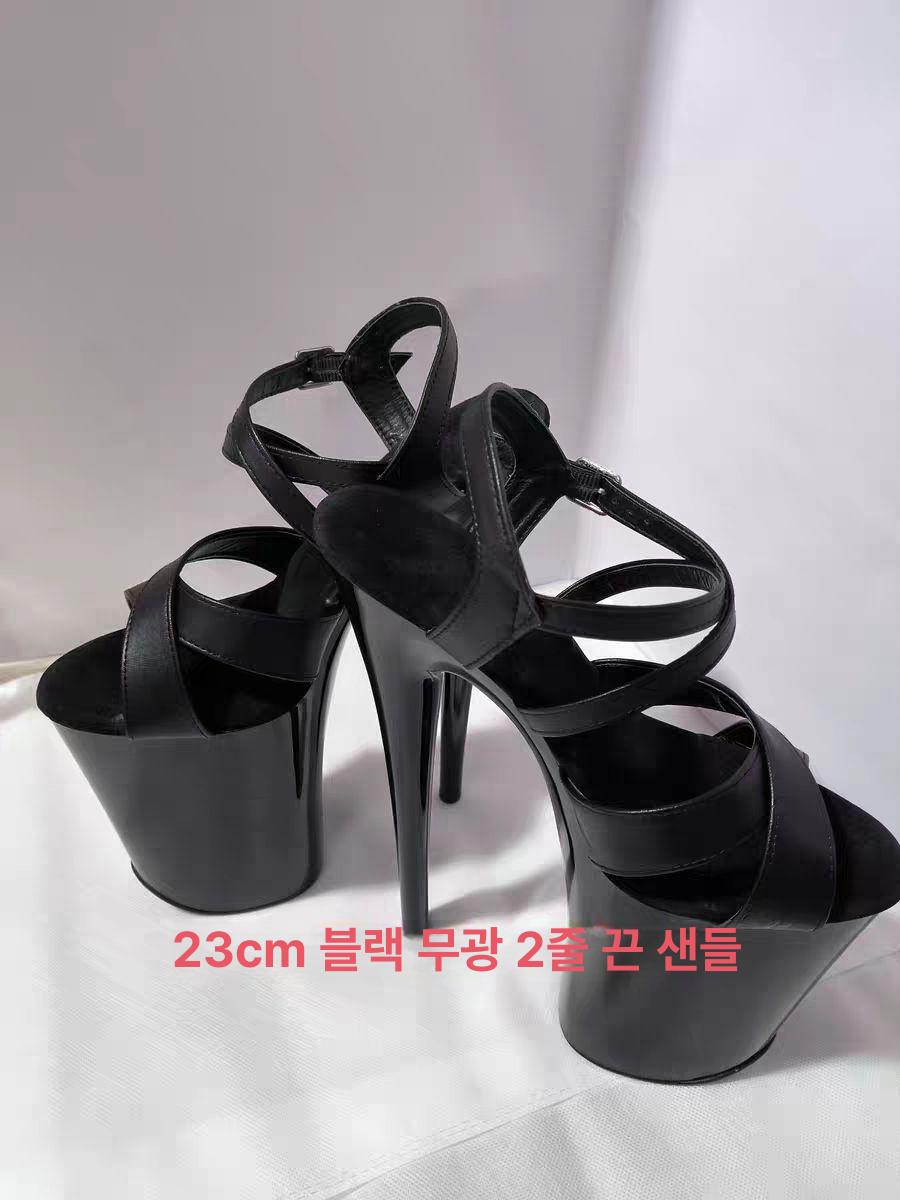 비키니대회 스트랩 선수용 미인대회 살구 머슬퀸 언더붑 15cm 블랙 유광 가죽 샌들