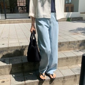 BR 브런치 해리 연청 라이트 블루 일자핏 썸머 코튼 데님 팬츠