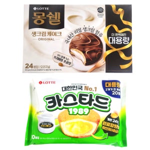 몽쉘통통 생크림케이크 816g 카스타드 2번들 460g 대용량 과자세트