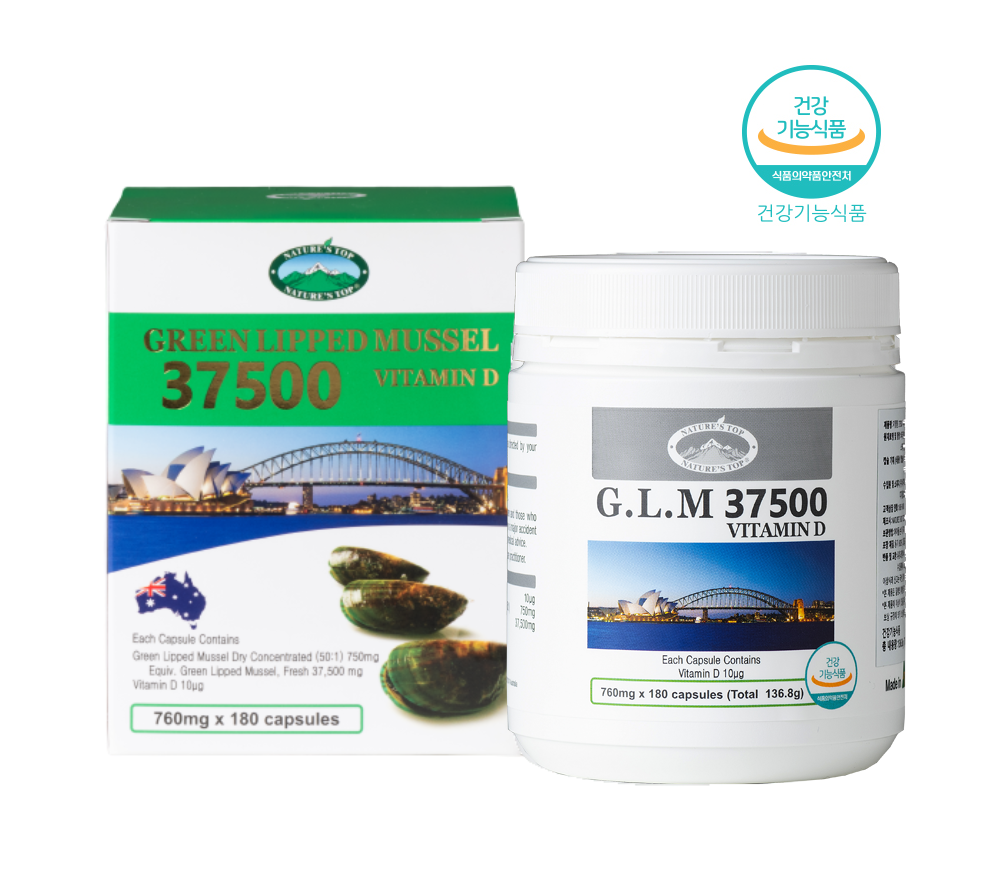 정식수입 네이쳐스탑 GLM 초록잎홍합 37,500mg 비타민D 뼈 연골 관절 골다공증