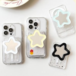 샤인 스타 미러 투명 맥세이프 그립 톡홀더 슬라이드 카드지갑 포켓 카드2장 교통카드 태그