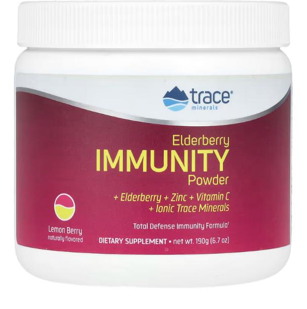 트레이스미네랄스 <b>엘더베리 이뮤니티 파우더</b> 레몬 베리 6.7 oz (190g)