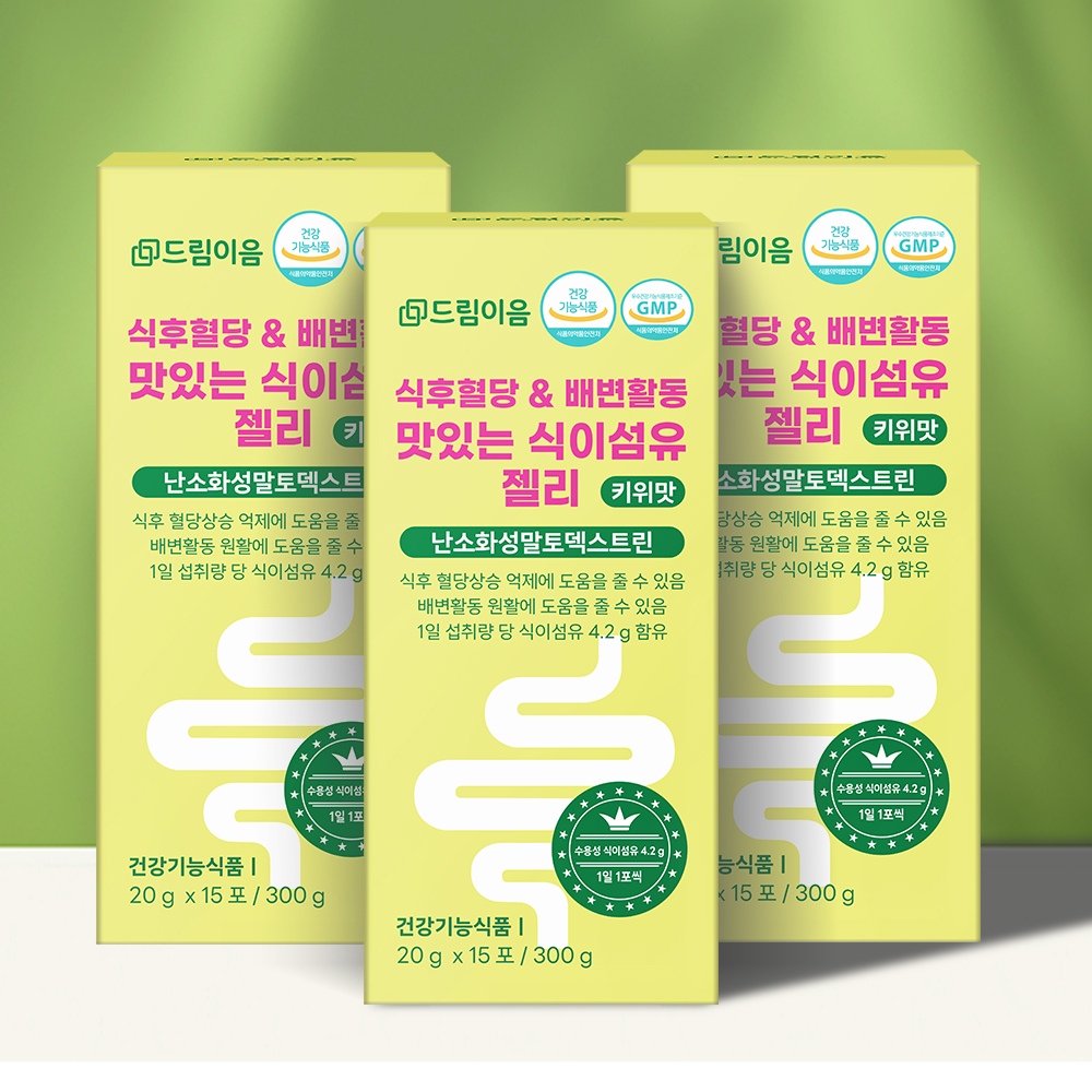 드림이음 <b>난소화성말토덱스트린</b> 혈당 쾌변 식이섬유 젤리 스파이크 15포 300g, 3개