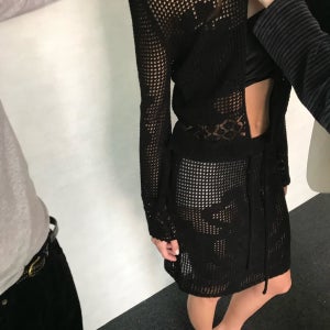 파인게이지 오드리 크로쉐 니트 가디건/아이보리 블랙