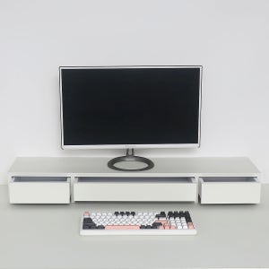 어반데코 모니터받침대 화이트1000 서랍형듀얼모니터거치대