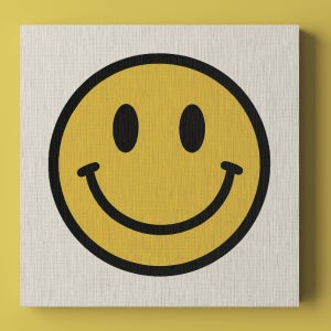 [해피 스마일 액자] 심플 노란 웃는얼굴 일러스트 인테리어 포스터 거실 카페 개업선물 벽화