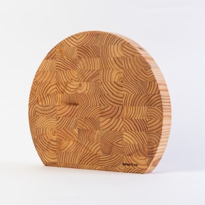 베네트리 낙엽송 라치우드 엔드그레인도마 프리미엄 반달 원형 도마 34x28.5cm