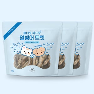 페네핏 고양이간식 동결건조 트릿 훈련 냥이 간식 열빙어, 50g, 3개