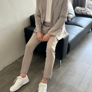 남자정장 봄 여름 체크 수트 결혼식 하객룩 셀프 웨딩 촬영 세미 캐주얼 셋업