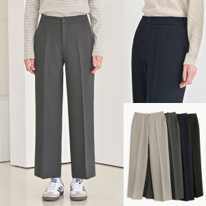 봄 밴딩 세미 일자 와이드슬랙스 찰랑 구김없는 기모 여성슬랙스 키작녀 정장바지 빅사이즈
