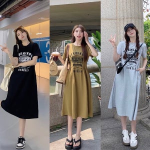 [올덤] 에르 캐주얼 프린팅 반팔 원피스