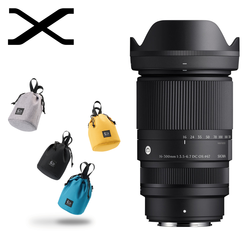 시그마 C 16-300 OS 크롭 후지 X + 렌즈 파우치